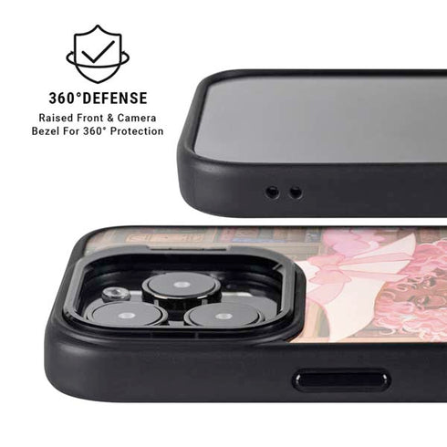 Pink Anime Witch Girls in Library with Cats by Ivy Dolamore iPhone 14 Pro Kickstand Case